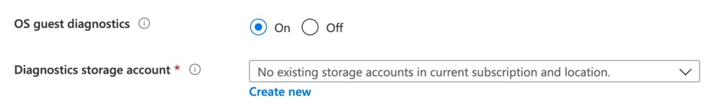 Enable OS Guest Diagnostics and choose a storage account.